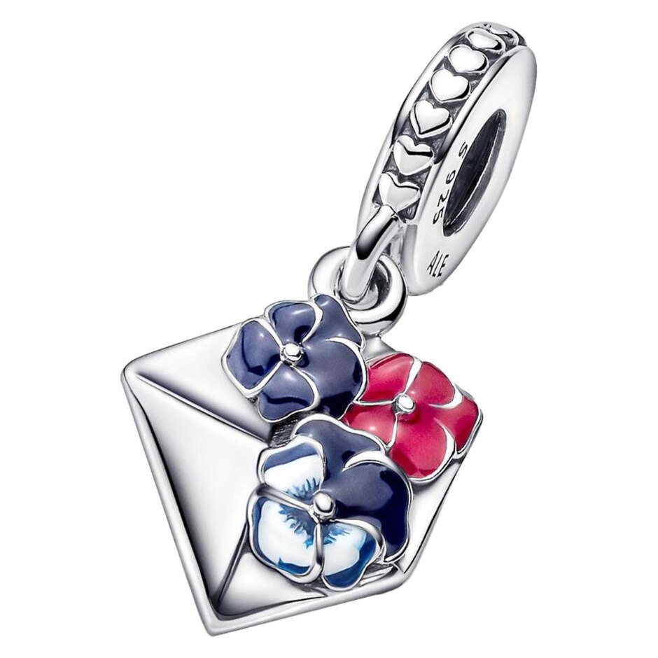 Pandora Pansy Flower Envelope Dangle Charm 790787C01 Multicolour