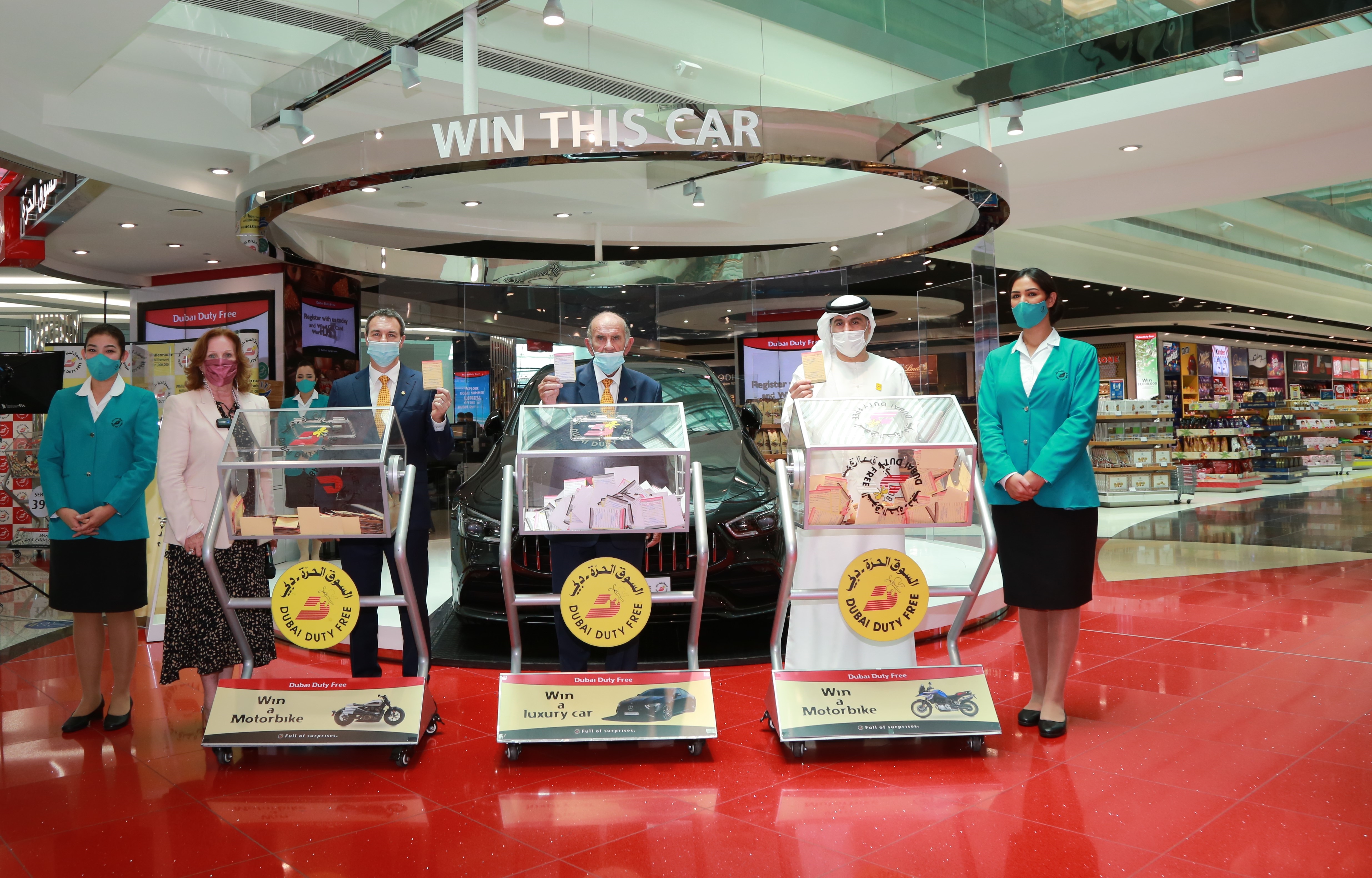 The Dubai Duty Free officials conducted the Dubai Duty Free Finest Surprise draw for one car and two motorbikes.